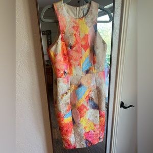 Brushstroke bright colored textured dress